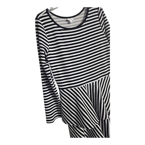 LULAROE Georgia Midi Dress Black/White Striped Tiered Ruffle - Size XL - Picture 5 of 9